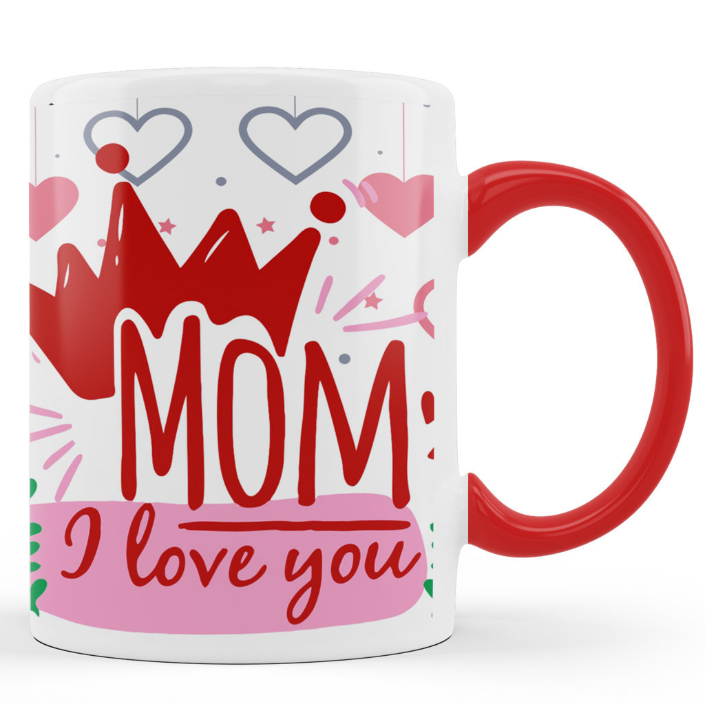 Printed Ceramic Coffee Mug | Mom I Love You | Family | 325 Ml 